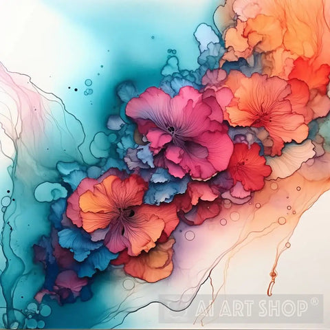 Floral Impressions: A Vivid Symphony In Alcohol Ink Ai Painting