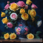 Floral Still Life Damask Roses Ai Art