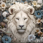 Floral White Lion Animal Ai Art