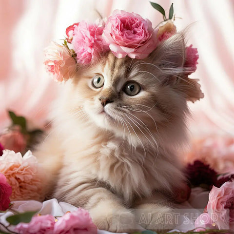 Flower Crown Kitten Animal Ai Art