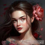 Flower Crowned Beauty Ai Artwork