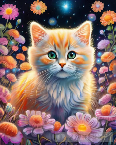 Flowerful Feline 1 Animal Ai Art