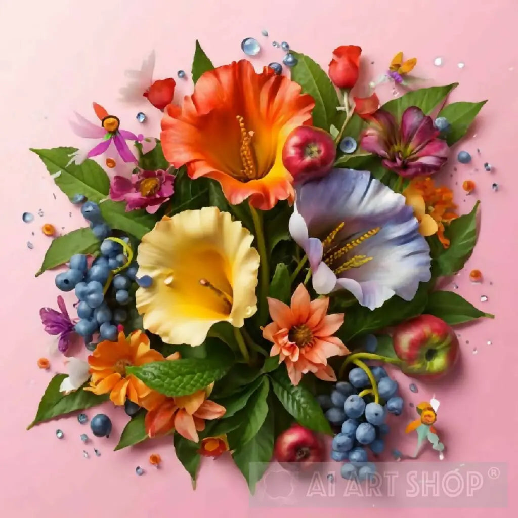Flowers spring nature red yellow with blue
