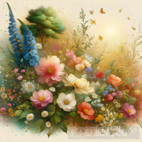 Flowers And Butterflies Ai Painting