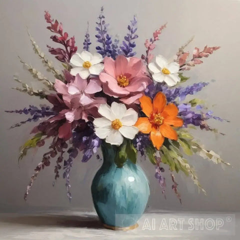 Flowers In A Blue Vase Ai Painting