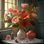 Flowers Love Valentines Day Bouquet Red Pink 2 Nature Ai Art