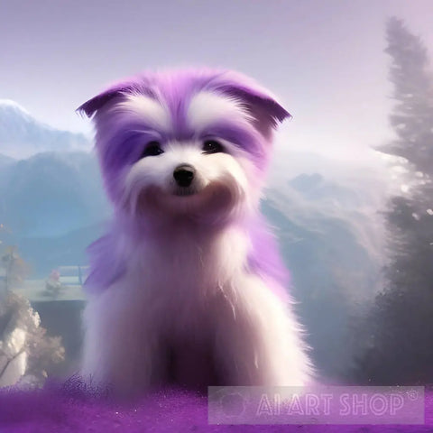 Fluffy Purple Doggie Animal Ai Art