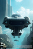 Flying Car Chase Through An Underwater City Portrait Ai Art
