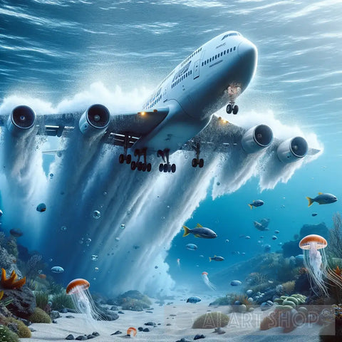 Flying Underwater Ai Artwork