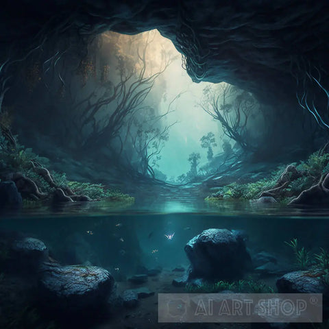 Forest Cave Ai Artwork