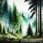 Forest Printable Nature Digital Print Landscape Art Green Ai