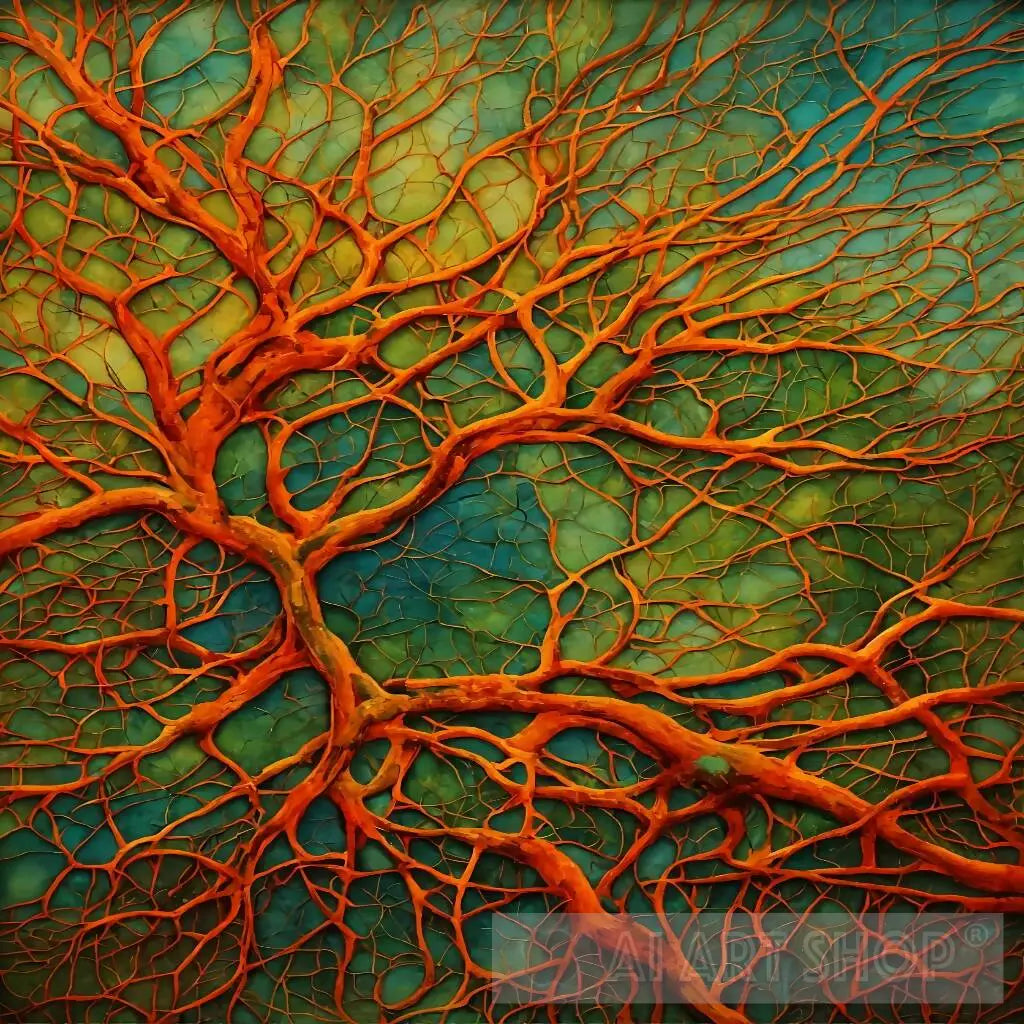 Cerebral synapses.Forest trees.trees.nervous cells