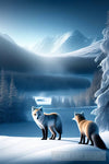 Fox And The Pups Playing In Deep Snow Ai Artwork