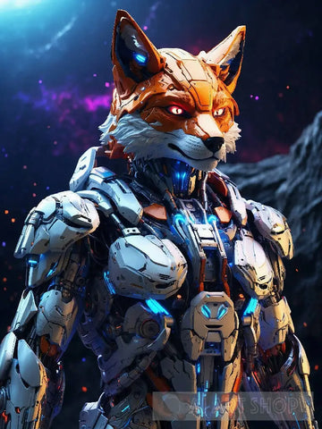 Fox In Cyborg Body #2 Ai Artwork