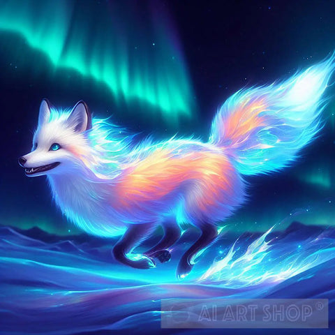 Foxy Luminescence: Guardians Of The Electric Realm Ai Painting