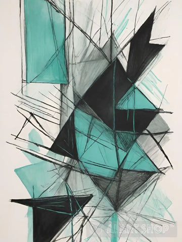 Fractured Lines And Geometric Shapes Abstract Ai Art