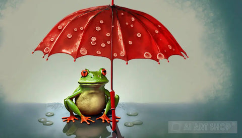 Frog In Rain Animal Ai Art