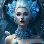 Frosty Enchantment: Mesmerizing Platinum - Haired Beauty Ai Artwork