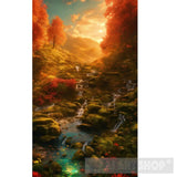 Full Moon And Flower Colors Ai Artwork