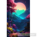 Full Moon And Flower Colors Ai Artwork