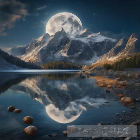 Full Moon Landscape Ai Art