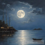 Full Moon Over The Sea: Nights Enchantment Impressionism Ai Art