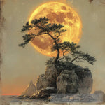 Full Moon Rising Behind The Pine Tree Ai Painting