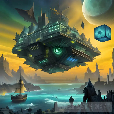 Future Viking Metaverse Cube Ships Ai Artwork