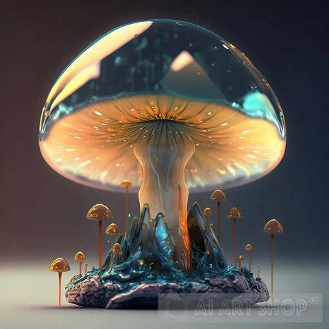 Futuristic Mushroom Cluster Nature Ai Art