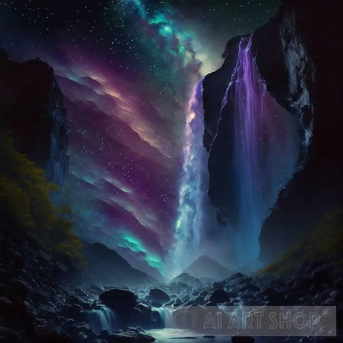Galactic Waterfall Ai Artwork