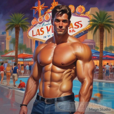 Gamble Man hunk man Vegas strip gay guy