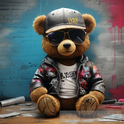 Gangster Teddy Bear With Stitches Ai Painting