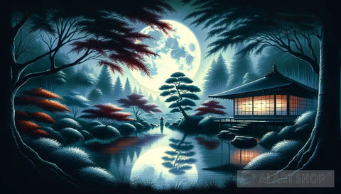 Garden At Moonlight Ai Painting