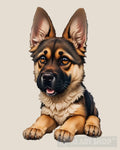 German Shepard Puppy Dog Ai Artwork