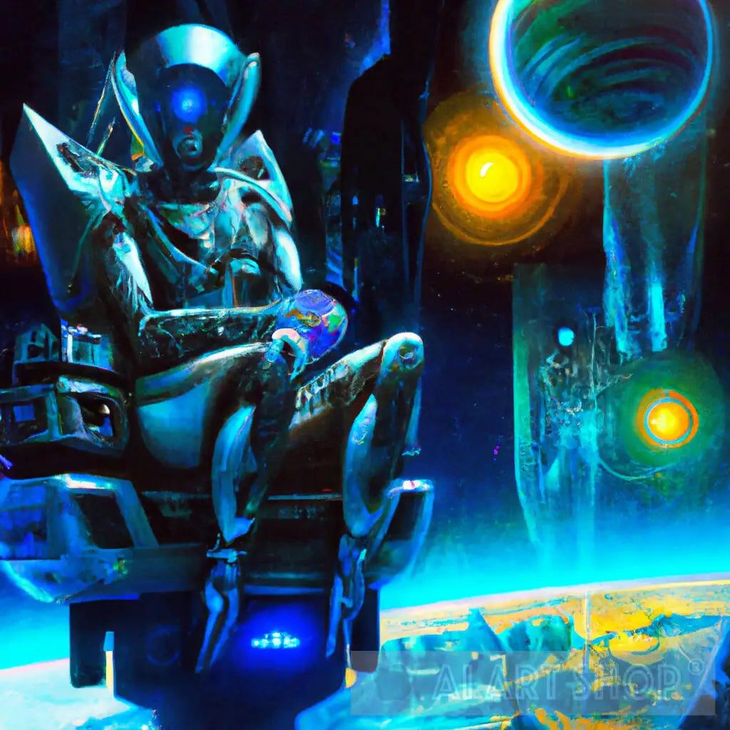 Get Your Own Space Chair: robot alien sits in a mechanical chair su...