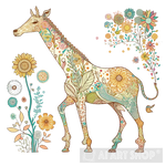 Giraffe And Flowers Animal Ai Art