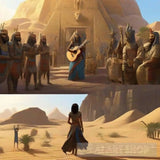 Girl Holding A Guitar And Wearing An Ancient Egyptian Costume Ai Artwork