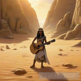 Girl Holding A Guitar And Wearing An Ancient Egyptian Costume Ai Artwork