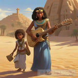 Girl Holding A Guitar And Wearing An Ancient Egyptian Costume Ai Artwork