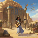 Girl Holding A Guitar And Wearing An Ancient Egyptian Costume Ai Artwork