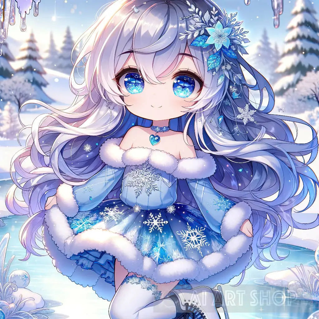 girl in a dress with snowflakes