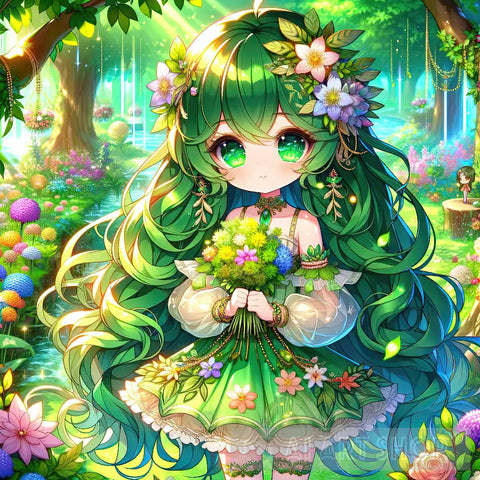 Girl In A Wreath Of Flowers Nature Ai Art