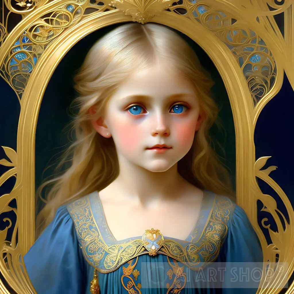 girl, princess in satin and gold