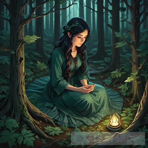 Girl In The Forest Ai Artwork