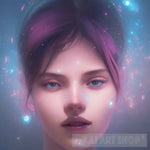 Girl Surrounded By Sparkling Lights Portrait Ai Art