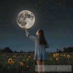 Girl Touching The Moon Ai Artwork