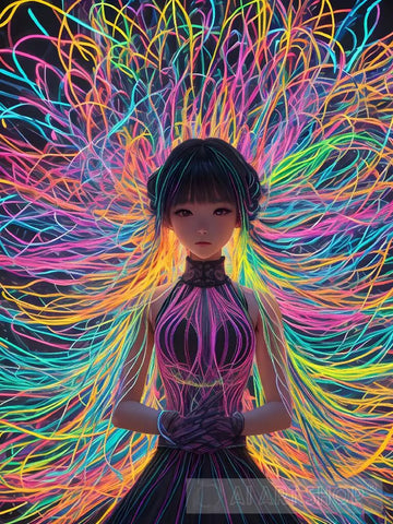 Girl With Colorful Hair Ai Artwork