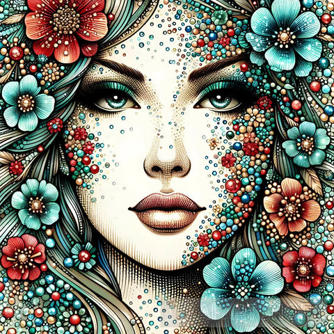 Girl With Flowers On Her Face Ai Artwork