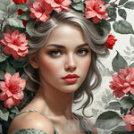 Girl With Flowers Portrait Ai Art