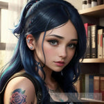 Girl With Rose Tattoo Ai Artwork